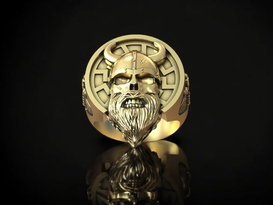 Silver Viking Signet Ring, Gothic Men Ring, Viking Skull Ring, Gold Plated Punk Ring, Viking Jewelry Men, Ancient Ring, Scandinavian Ring