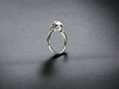 Sterling Silver Skull Ring, Gothic Jewelry, Skeleton Head Ring, Unique Mens Ring, Punk Jewelry, Handmade Men Ring, Cool Skull Ring