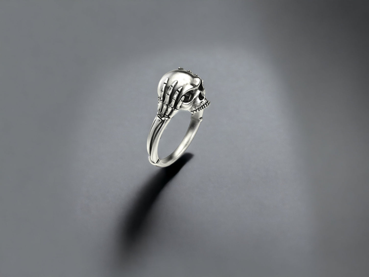 Sterling Silver Skull Ring, Gothic Jewelry, Skeleton Head Ring, Unique Mens Ring, Punk Jewelry, Handmade Men Ring, Cool Skull Ring