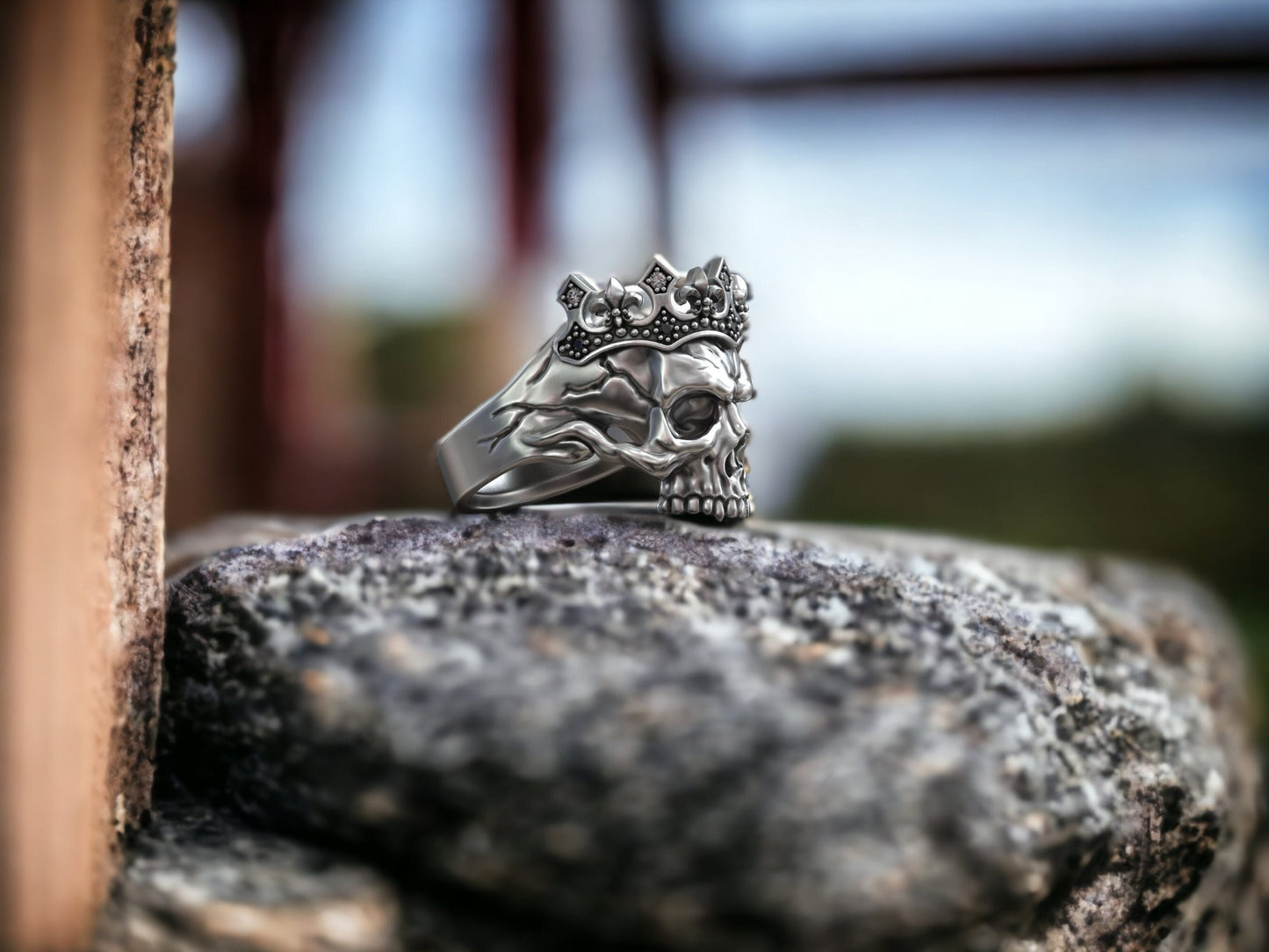 Silver Skull With Tiara Ring, Handmade Skull Ring For Men, Queen Skull Ring, Unique Skull Ring, Gothic Statement Jewelry, 3d Skull Jewelry