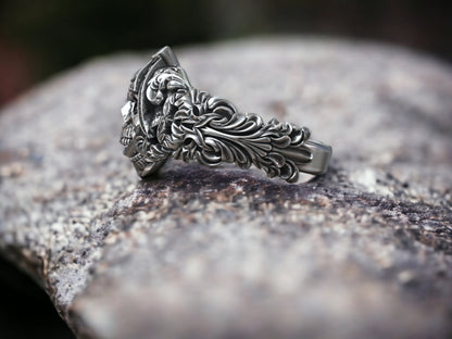 Eye Of Providence Ring: Masonic Skull Head Ring, Freemason Ring, Gothic Men Ring, Silver Punk Jewelry