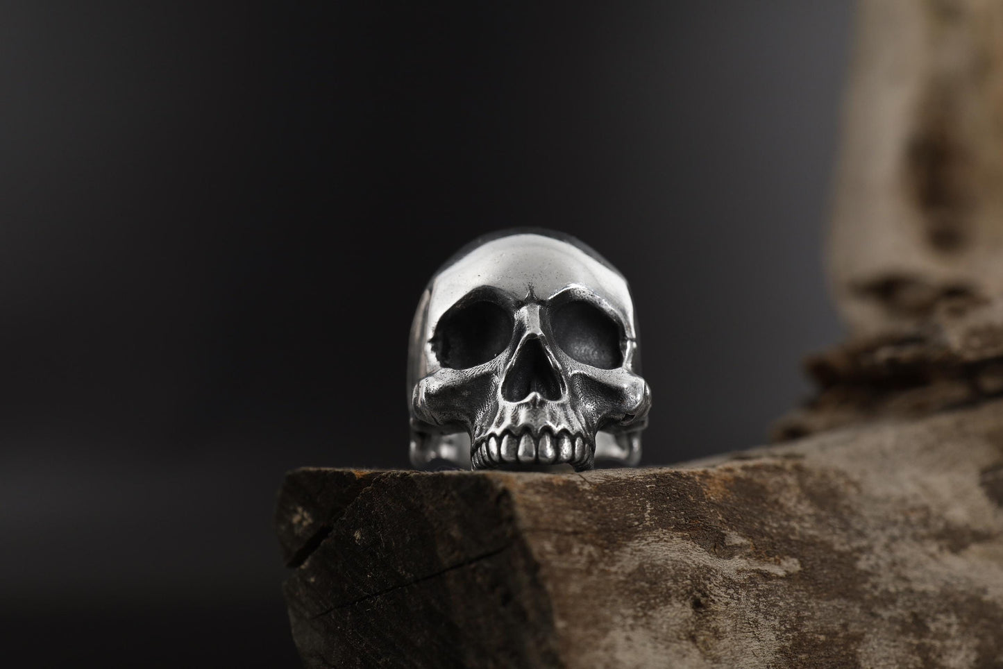 Gold Plated Anatomical Skull: Gothic Skull Ring, Skeleton Head Ring, Punk Jewelry, Skull Head Jewelry