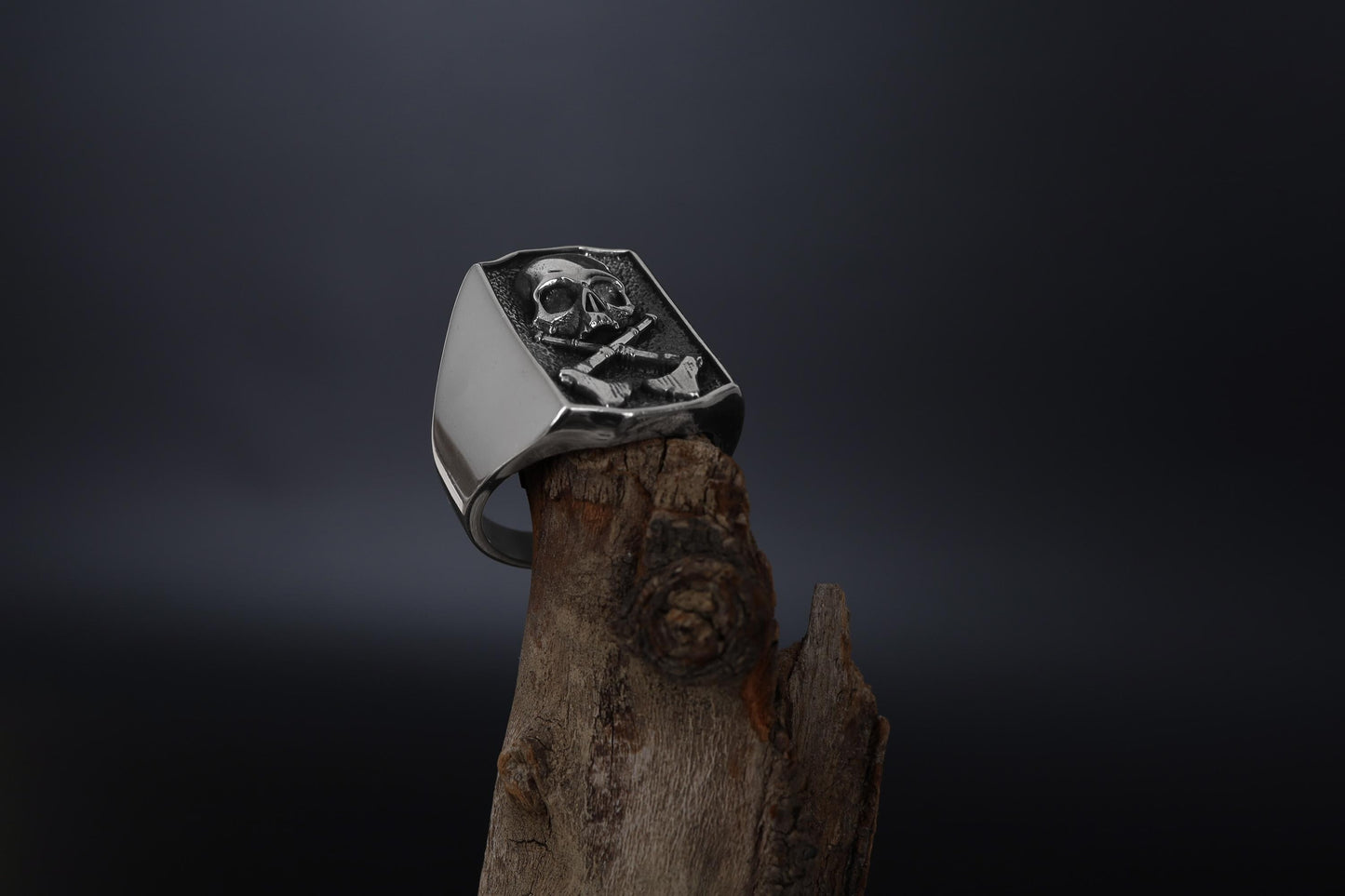 Skull And Axe Gothic Men Ring, Handmade Signet Ring, Men Biker Ring, Death Skull Ring For Men, Punk Jewelry, Unique Fantasy Ring For Men
