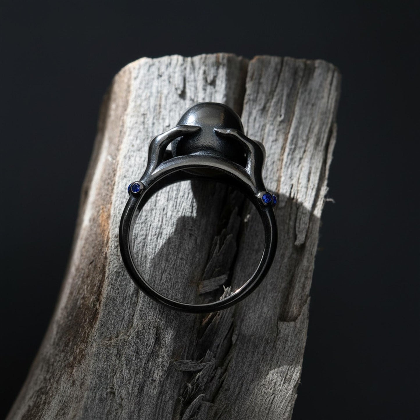 Handmade Gothic Skull Ring: Rhodium Plated Hand Holding Skull Ring, Gypsy Style Ring, Dark Aesthetic Jewelry, Gothic Gypsy Jewelry