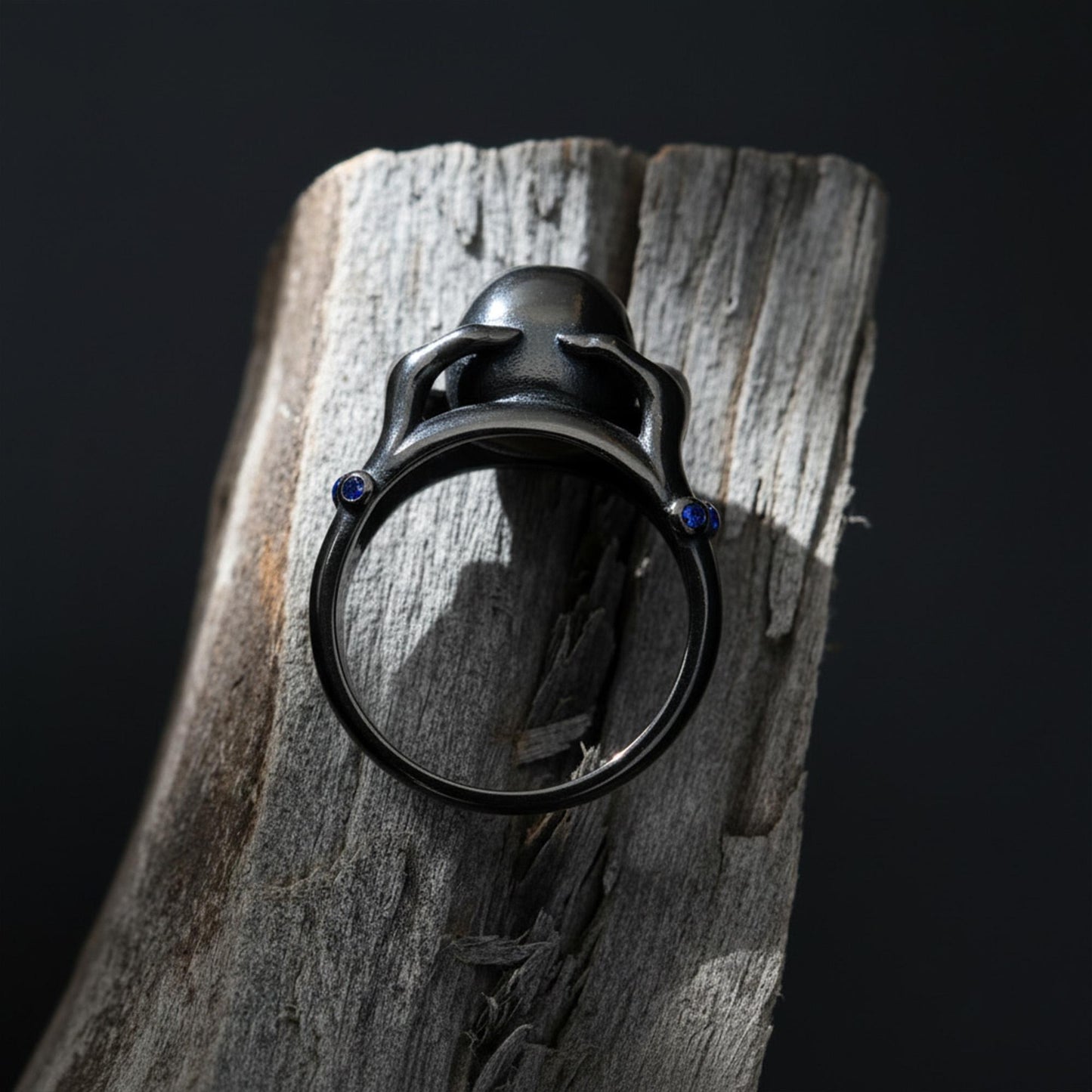 Handmade Gothic Skull Ring: Rhodium Plated Hand Holding Skull Ring, Gypsy Style Ring, Dark Aesthetic Jewelry, Gothic Gypsy Jewelry