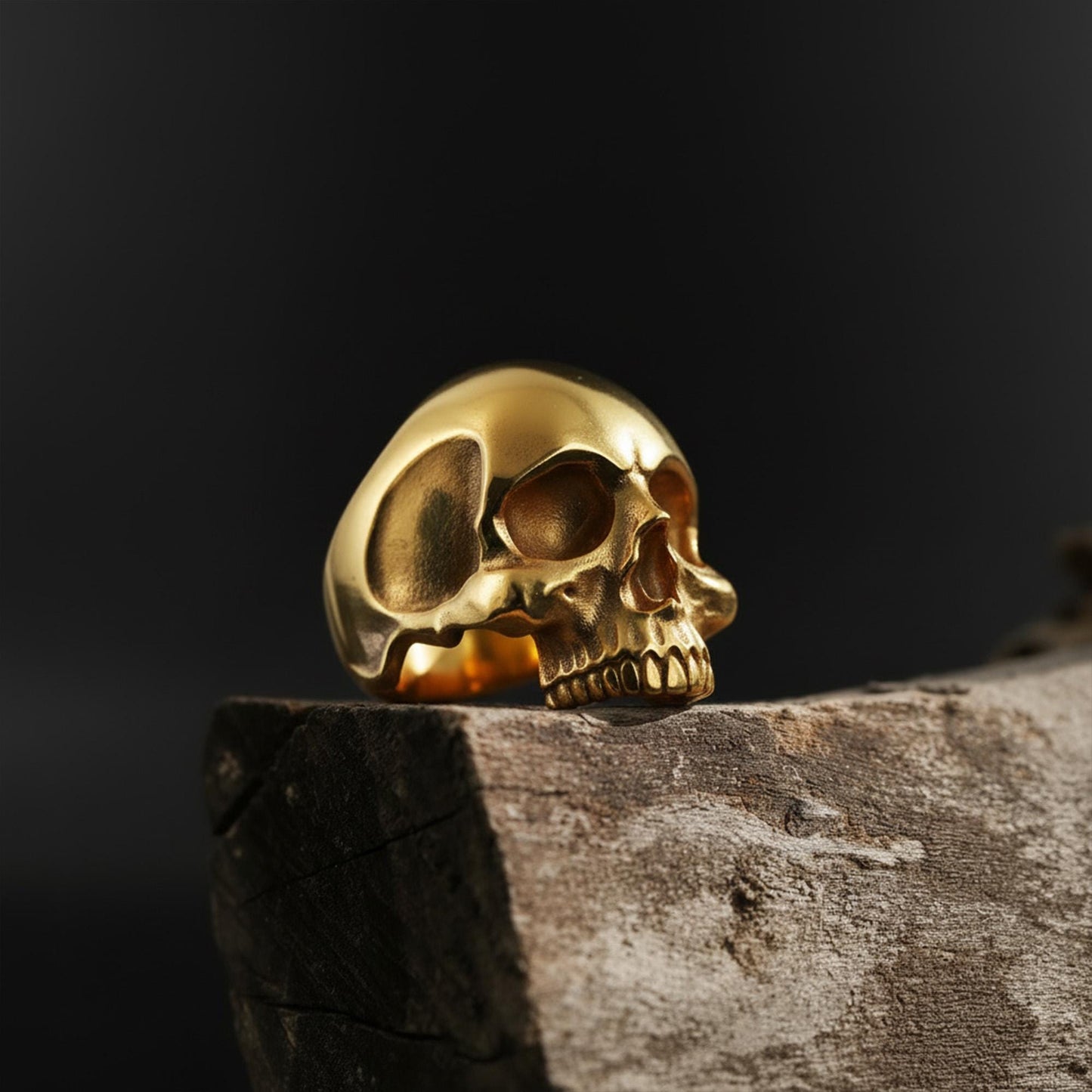 Gold Plated Anatomical Skull: Gothic Skull Ring, Skeleton Head Ring, Punk Jewelry, Skull Head Jewelry