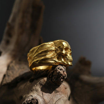 Skull Head Band Ring: Gothic 3d Skull Ring, Handmade Punk Ring, Skull Head Signet Ring, Men's Silver Jewelry